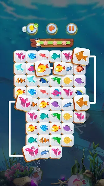 Mahjong Connect Fish World (Мацзян Коннект Рыбный Мир) [МОД: Много монет, Открытые уровни и Мега MOD] Screenshot 1