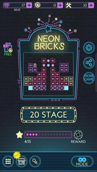 Neon bricks [МОД: Много монет, Открытые уровни и Мега MOD] Screenshot 1