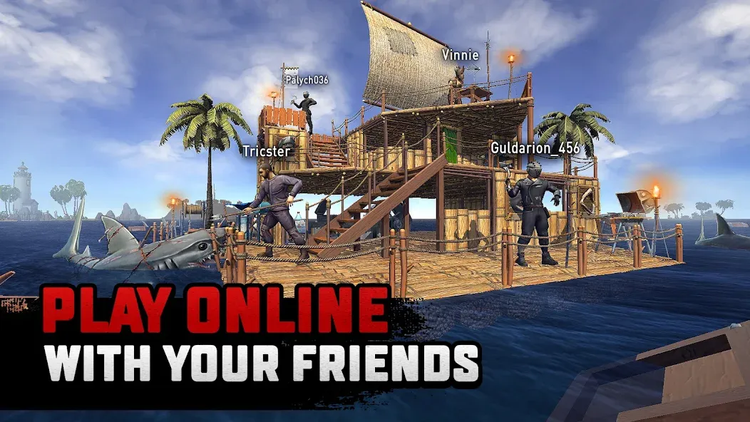 Raft® Survival: Multiplayer (Рафт Сурвивал) [МОД: Деньги, Монеты и Меню MOD] Screenshot 1