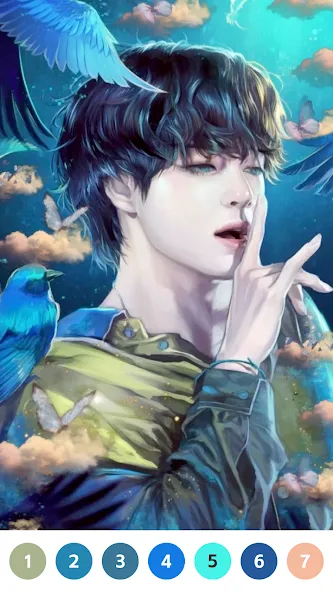 KPOP Paint by Number Coloring (КПОП Картина по номерам для раскрашивания) [МОД: Много денег, Монет и Все открыто] Screenshot 2