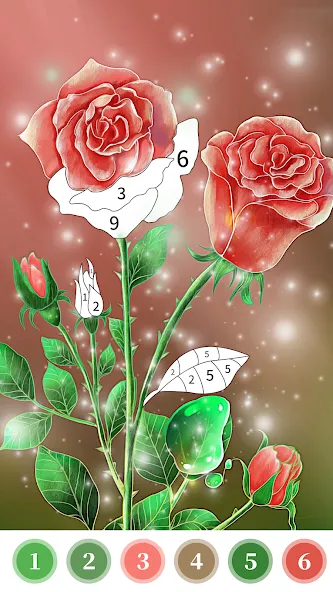 Rose Coloring Book Color Games [МОД: Меню, Бесконечные монеты и Открытые уровни] Screenshot 3