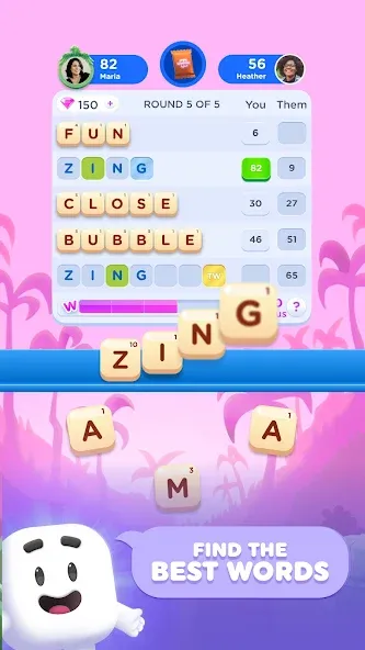 Wordzee! - Social Word Game [МОД: Меню, Бесконечные монеты и Открытые уровни] Screenshot 1