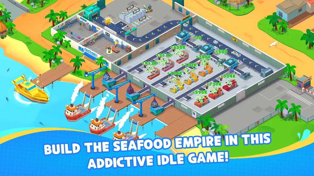 Seafood Inc - Tycoon, Idle (Айдл Сифуд Инк) [МОД: Меню, Бесконечные монеты и Открытые уровни] Screenshot 1