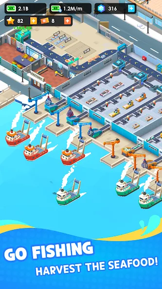 Seafood Inc - Tycoon, Idle (Айдл Сифуд Инк) [МОД: Меню, Бесконечные монеты и Открытые уровни] Screenshot 2