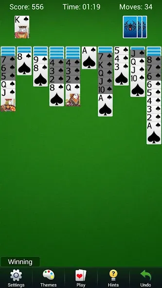 Spider Solitaire - Card Games [МОД: Много монет, Открытые уровни и Мега MOD] Screenshot 1