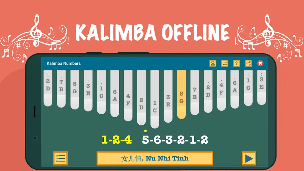 Kalimba App With Songs Numbers (Калимба приложение с песнями и цифрами) [МОД: Все открыто, Дополнительные деньги и Меню MOD] Screenshot 1
