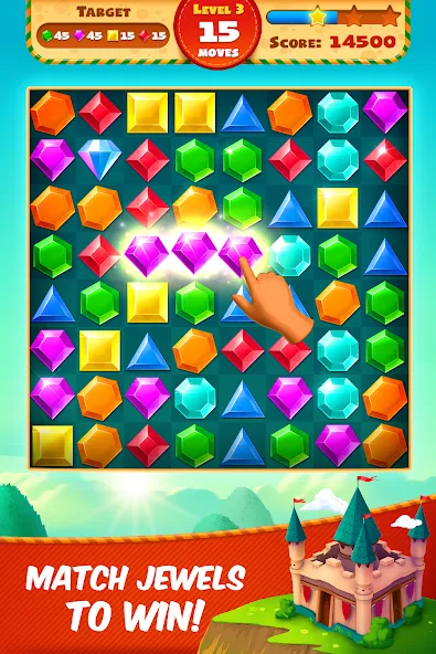 Jewel Empire : Quest & Match 3 [МОД: Много монет, Открытые уровни и Мега MOD] Screenshot 1