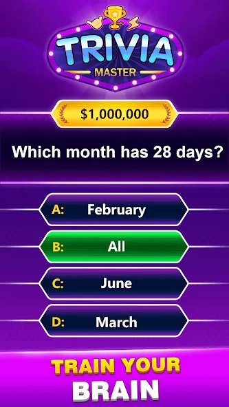 Trivia Master - Word Quiz Game (ТРИВИЯ Мастер) [МОД: Много денег, Монет и Все открыто] Screenshot 1